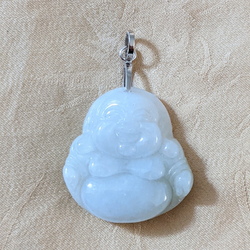 Jade Buddha Pendant - Sterling Silver